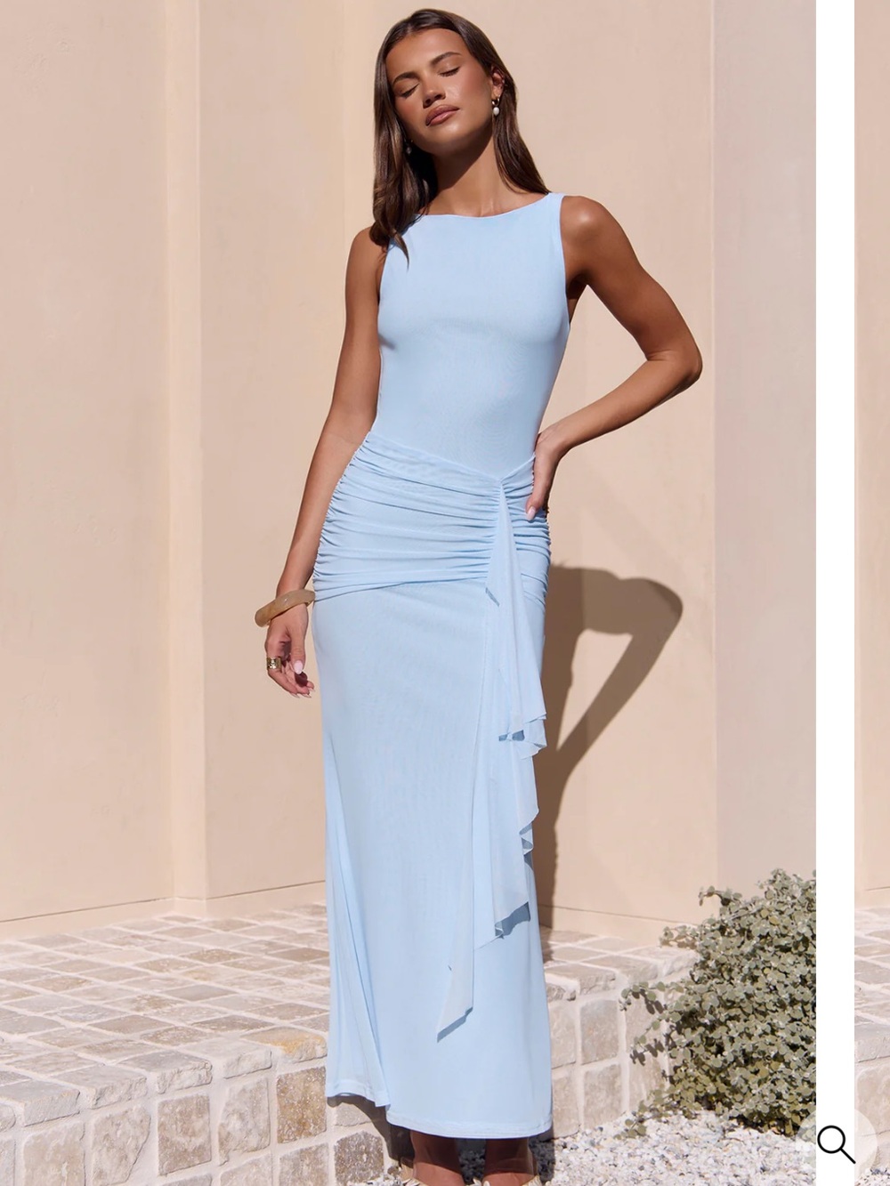 Fortunate One In Ambience Mesh Maxi Dress Blue